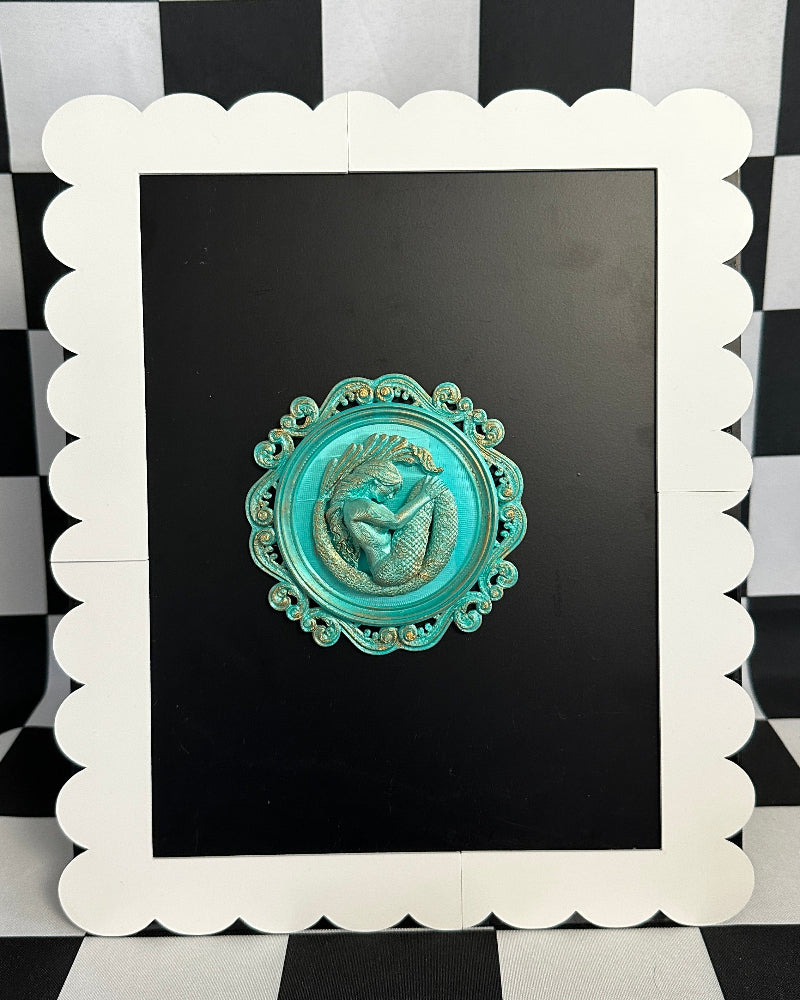 Mermaid Cameo Magnet | Coastal Fantasy Mini Wall Art & Vintage Curiosity Decor