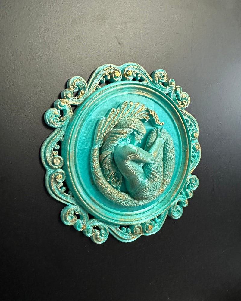 Mermaid Cameo Magnet | Coastal Fantasy Mini Wall Art & Vintage Curiosity Decor