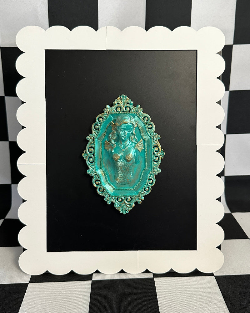 Mermaid Framed Magnet | Coastal Fantasy Mini Wall Art & Whimsical Decor