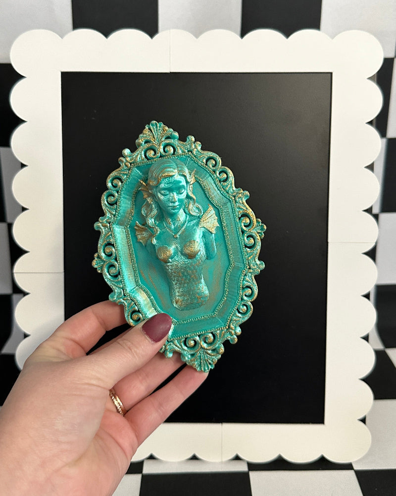 Mermaid Framed Magnet | Coastal Fantasy Mini Wall Art & Whimsical Decor