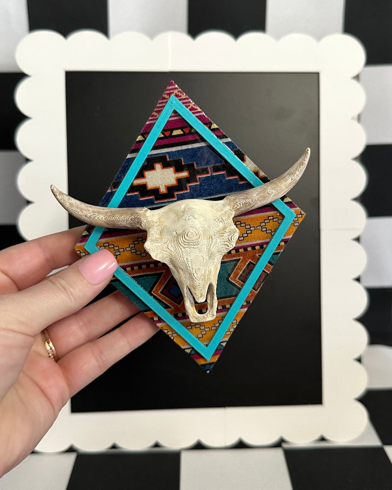 Steer Skull Tribal Magnet | Western Rustic Decor & Cowboy Wall Art