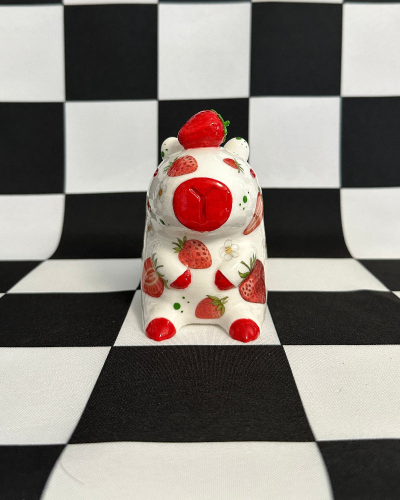 Strawberry Capybara Figurine | Whimsical Sculpture
