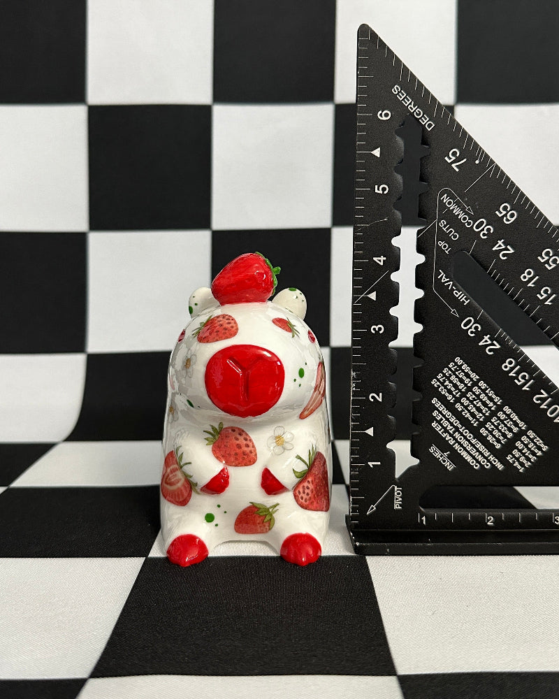 Strawberry Capybara Figurine | Whimsical Sculpture