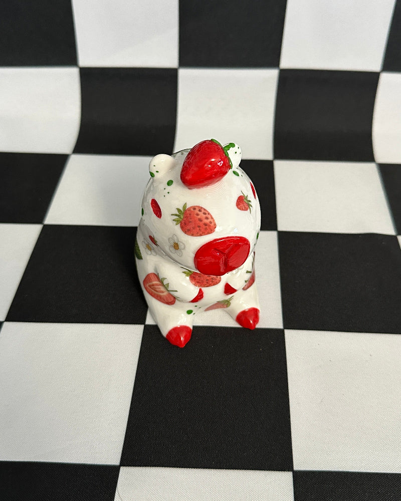 Strawberry Capybara Figurine | Whimsical Sculpture