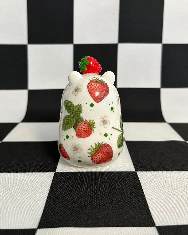 Strawberry Capybara Figurine | Whimsical Sculpture