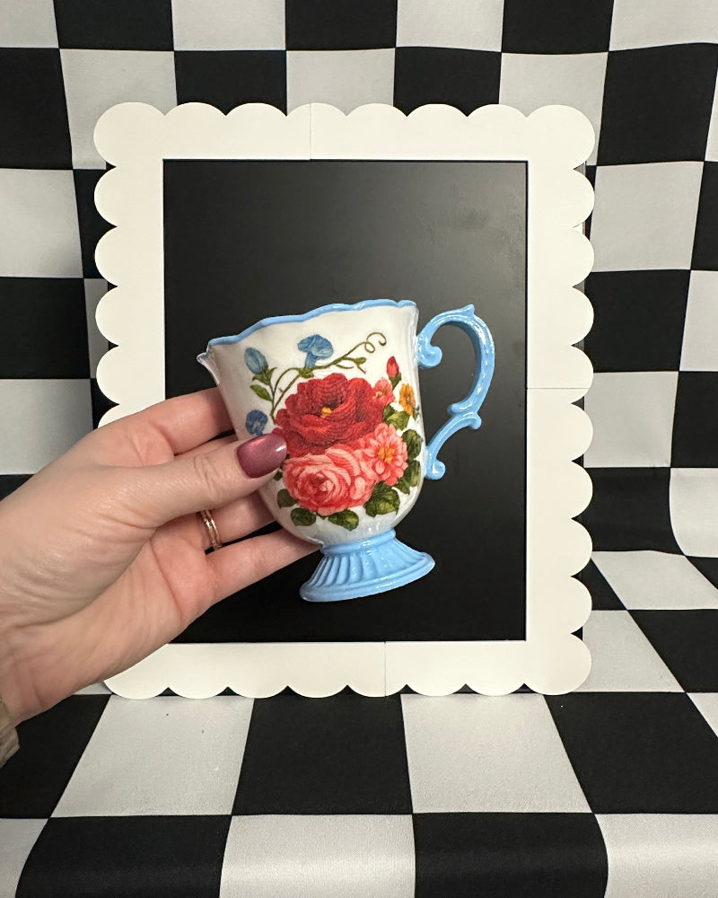Sweet Rose Teacup Magnet & Pen Holder | Cottagecore Kitchen Decor