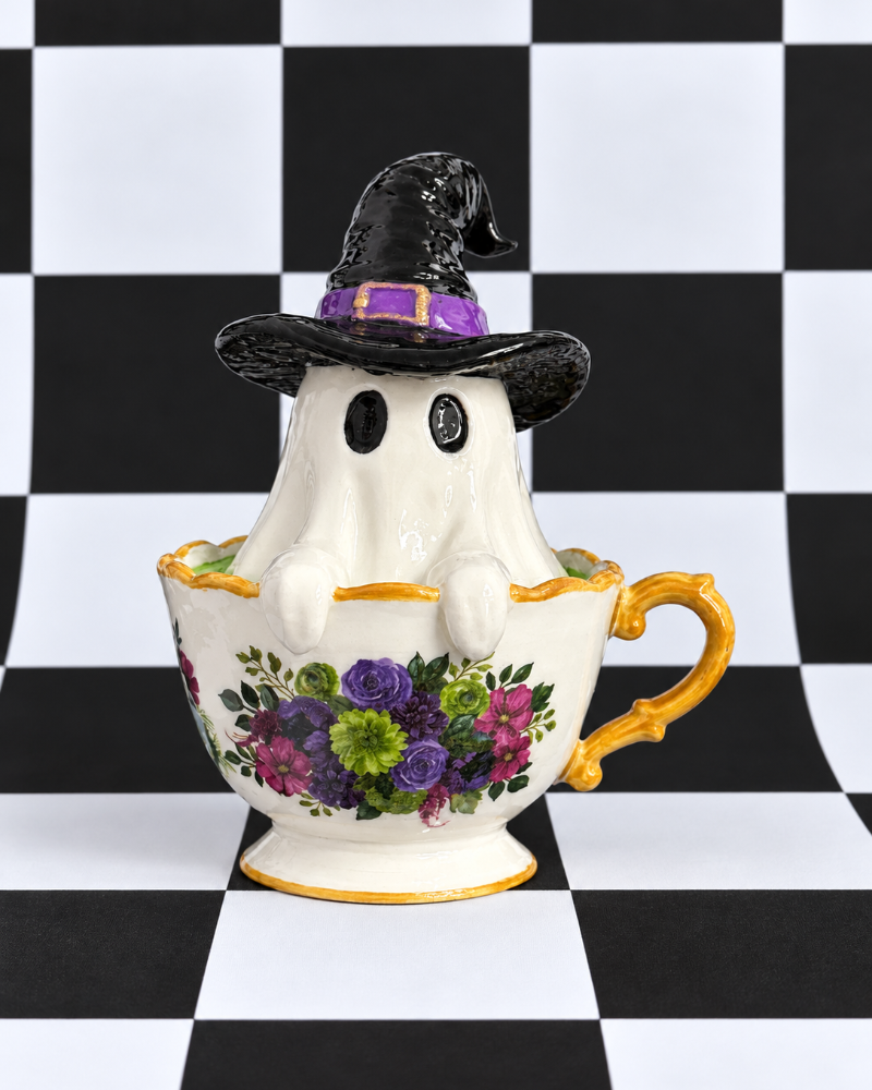 Witchy Boo Ghost Teacup Figurine