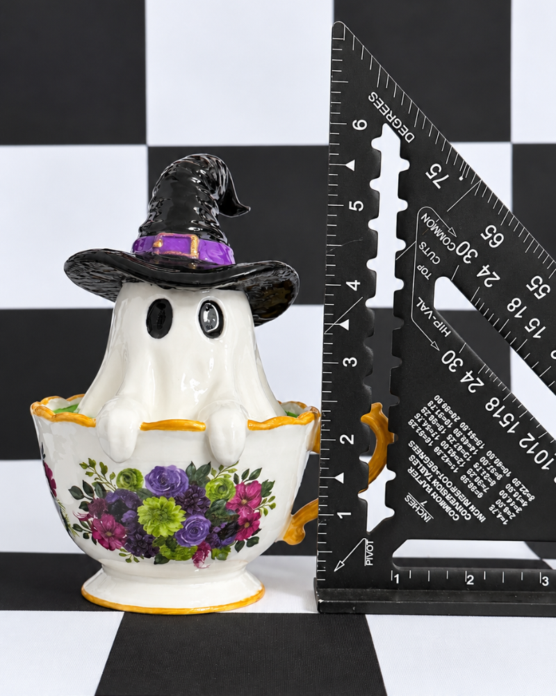 Witchy Boo Ghost Teacup Figurine