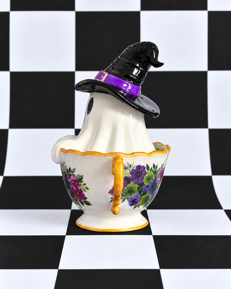 Witchy Boo Ghost Teacup Figurine