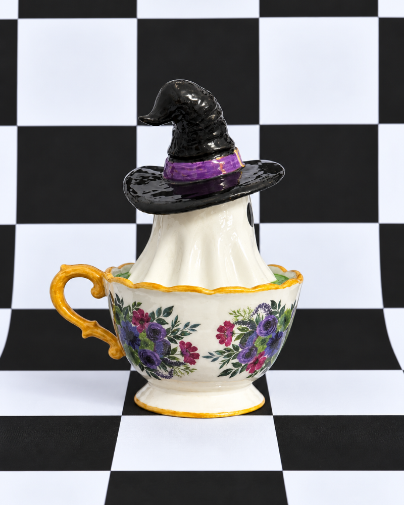 Witchy Boo Ghost Teacup Figurine