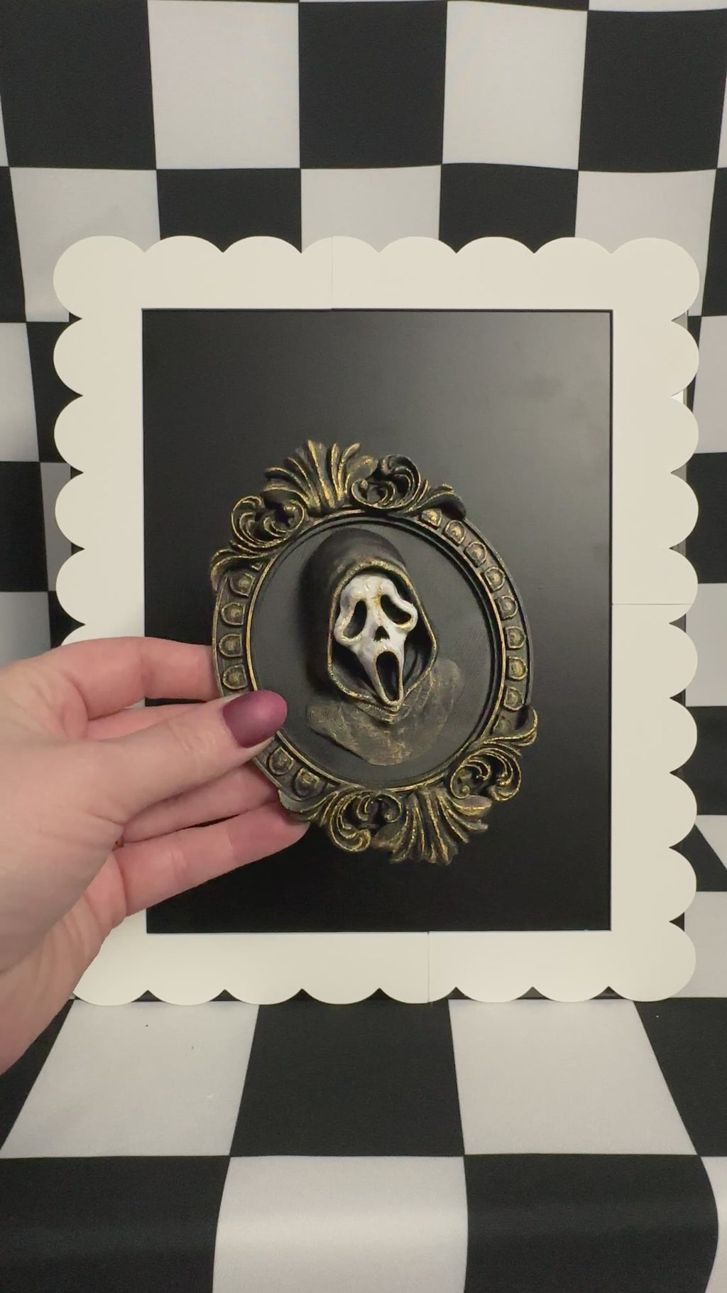 Ghostface-Inspired Framed Magnet | Horror Mini Wall Art & Gothic Curiosity Decor