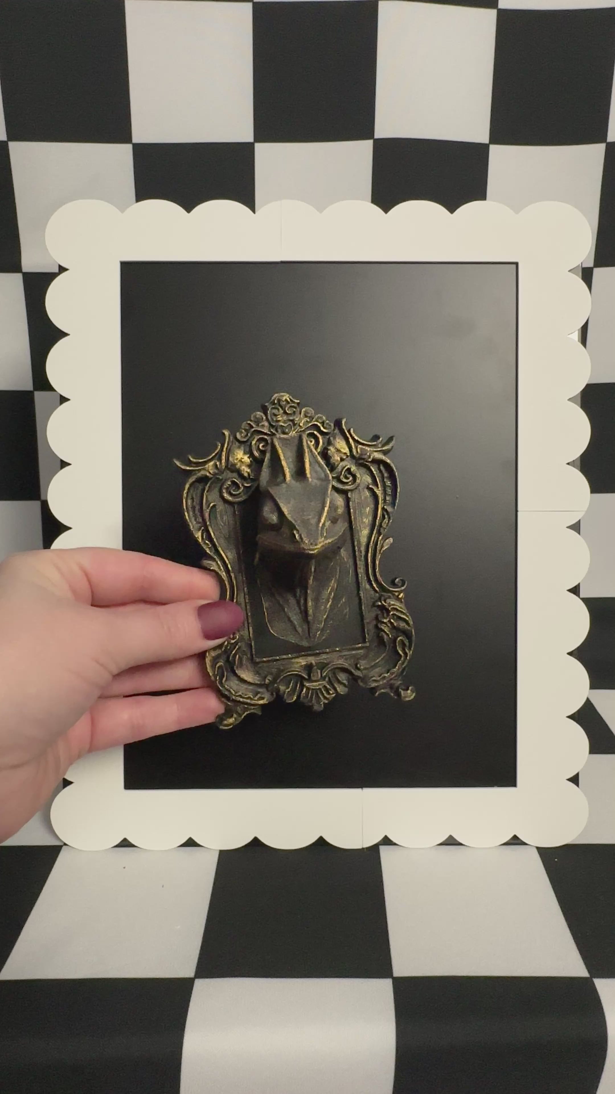 Gold Chameleon Framed Magnet | Tropical Curiosity Mini Wall Art & Eclectic Decor