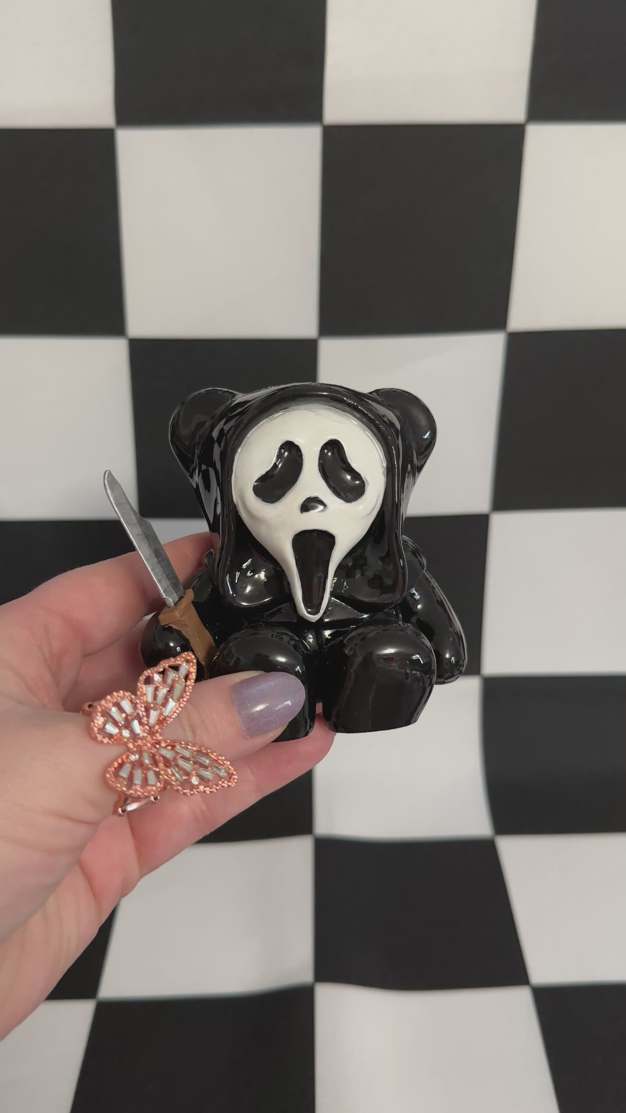 Ghostface Bear Halloween Horror Figurine Trinket