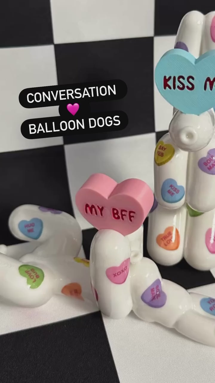 Conversation Heart Valentine Laying Down Balloon Dog 3D Printed Figurine