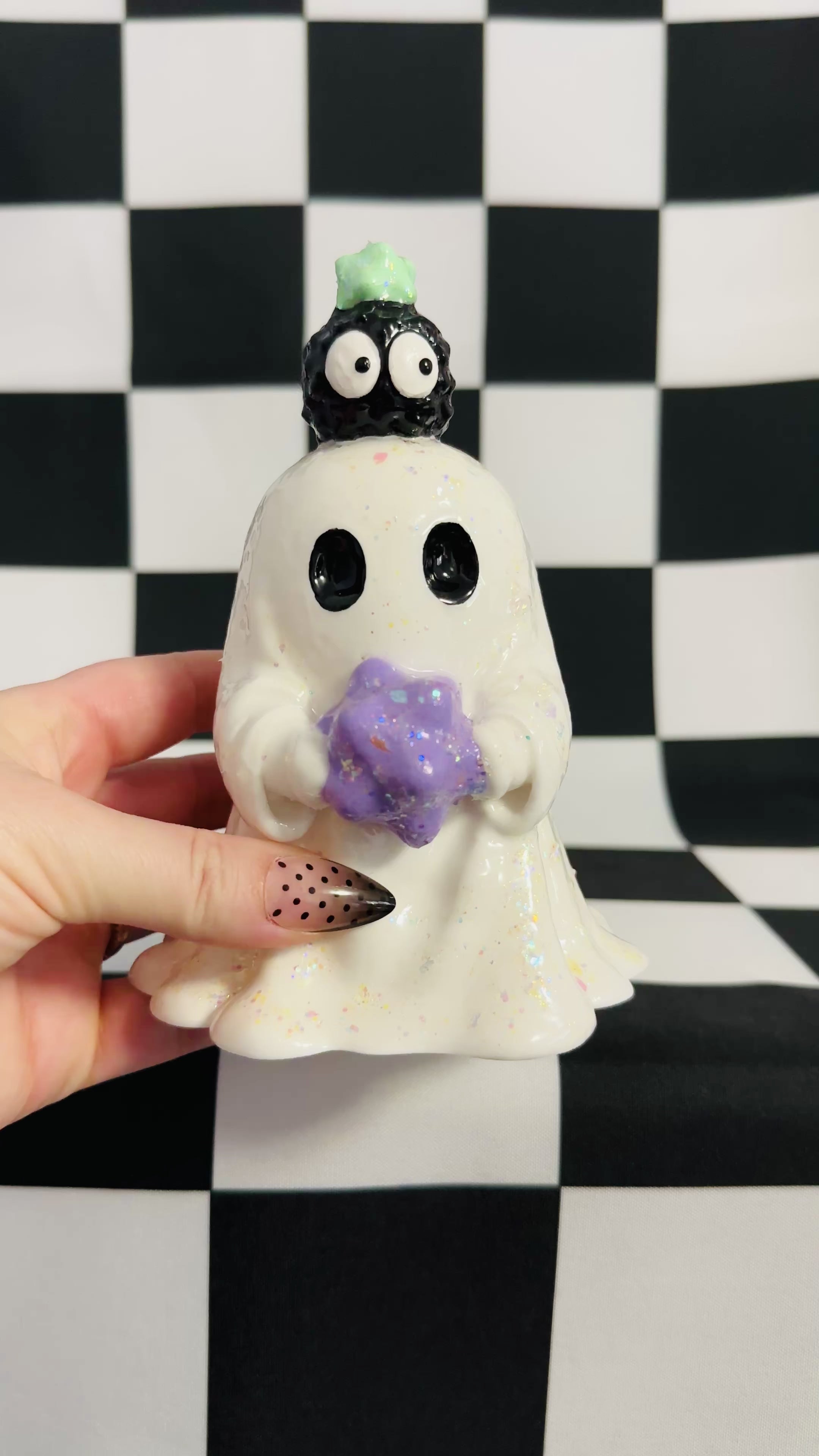 Ghost with Suspicious Soot Sprites Figurine