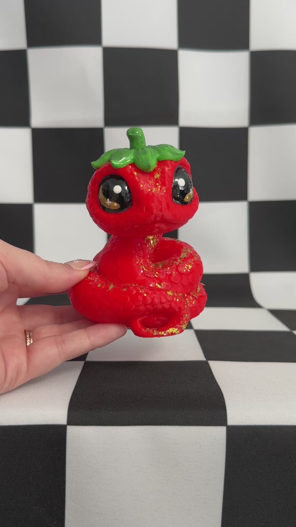 Kawaii Strawberry Snake Figurine