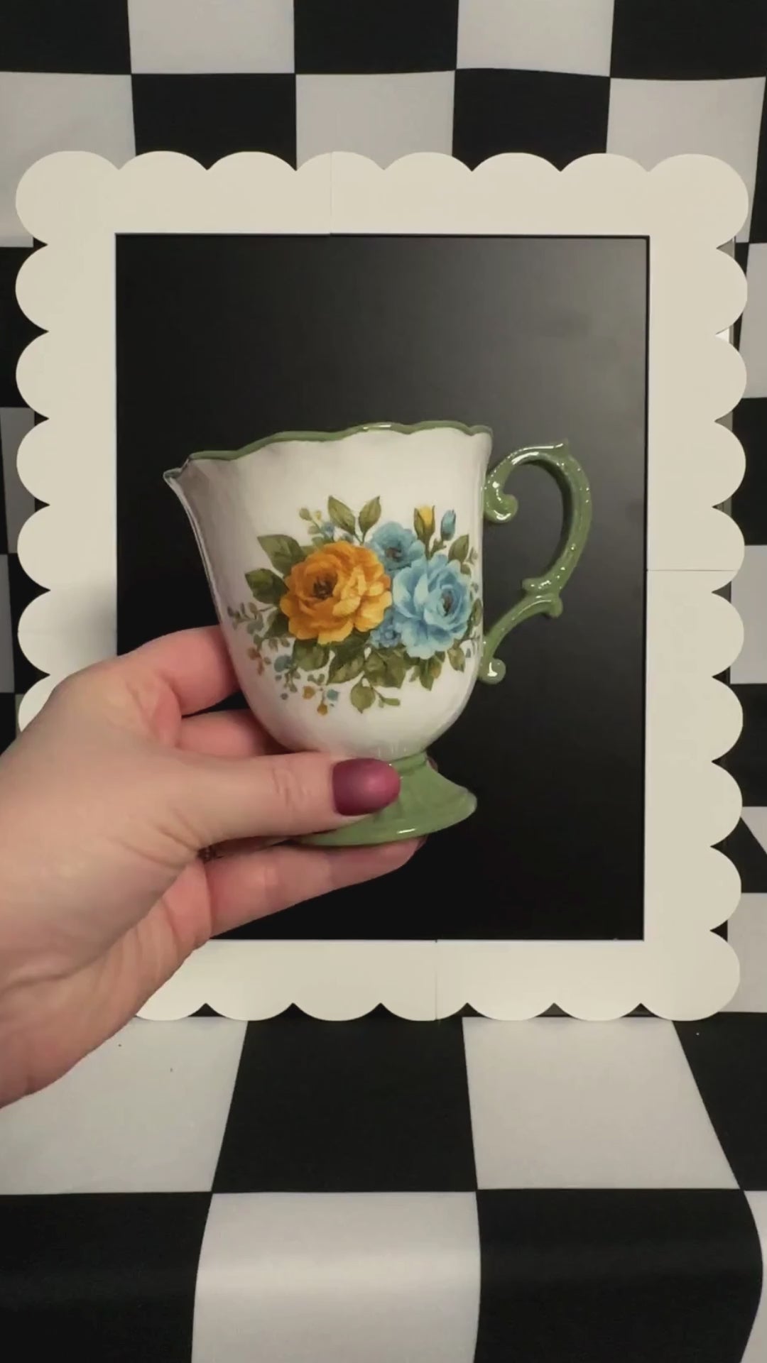Rose Shadow Teacup Magnet – Pioneer Woman Inspired Fridge Decor & Pen Holder