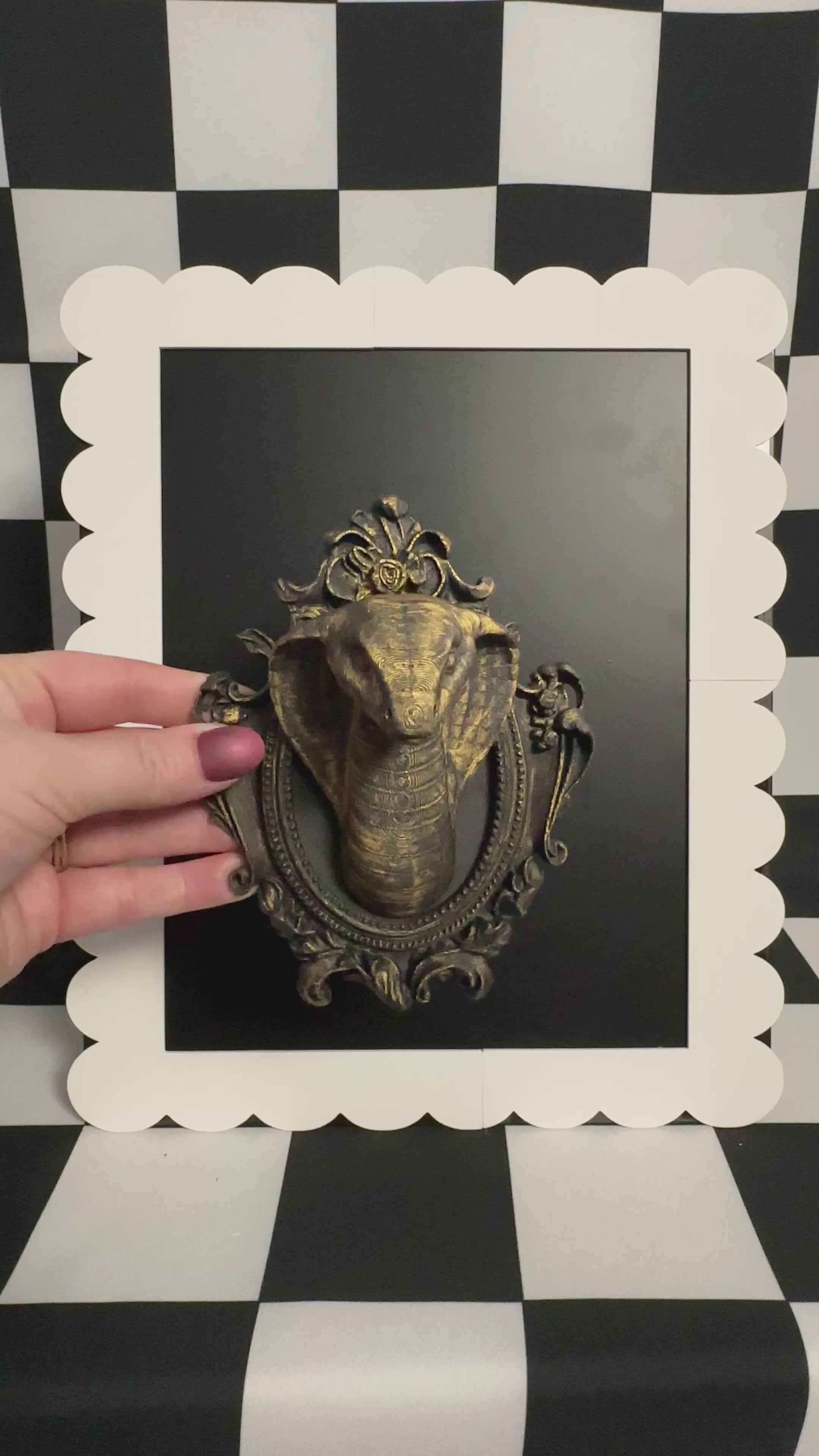 Gold Cobra Framed Magnet | Gothic Curiosity Mini Wall Art & Snake Decor