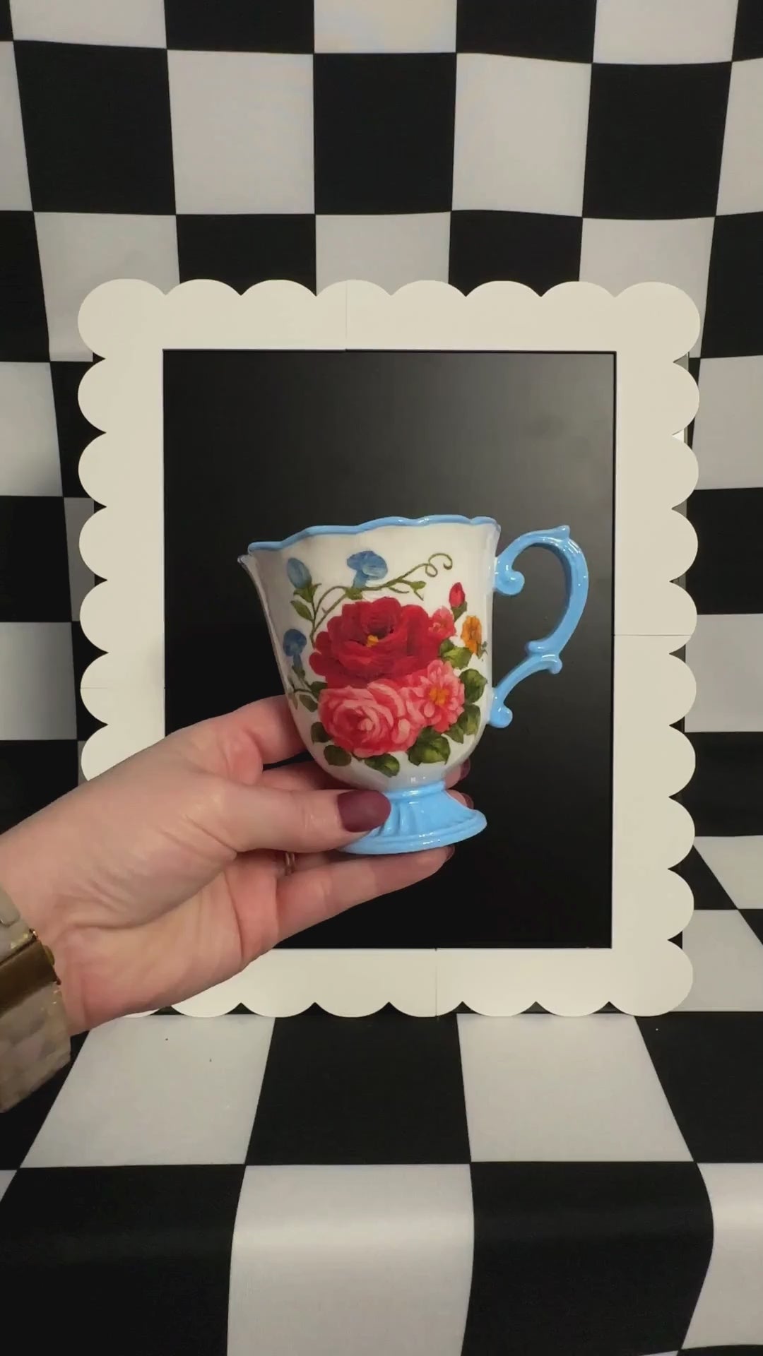 Sweet Rose Teacup Magnet & Pen Holder | Cottagecore Kitchen Decor