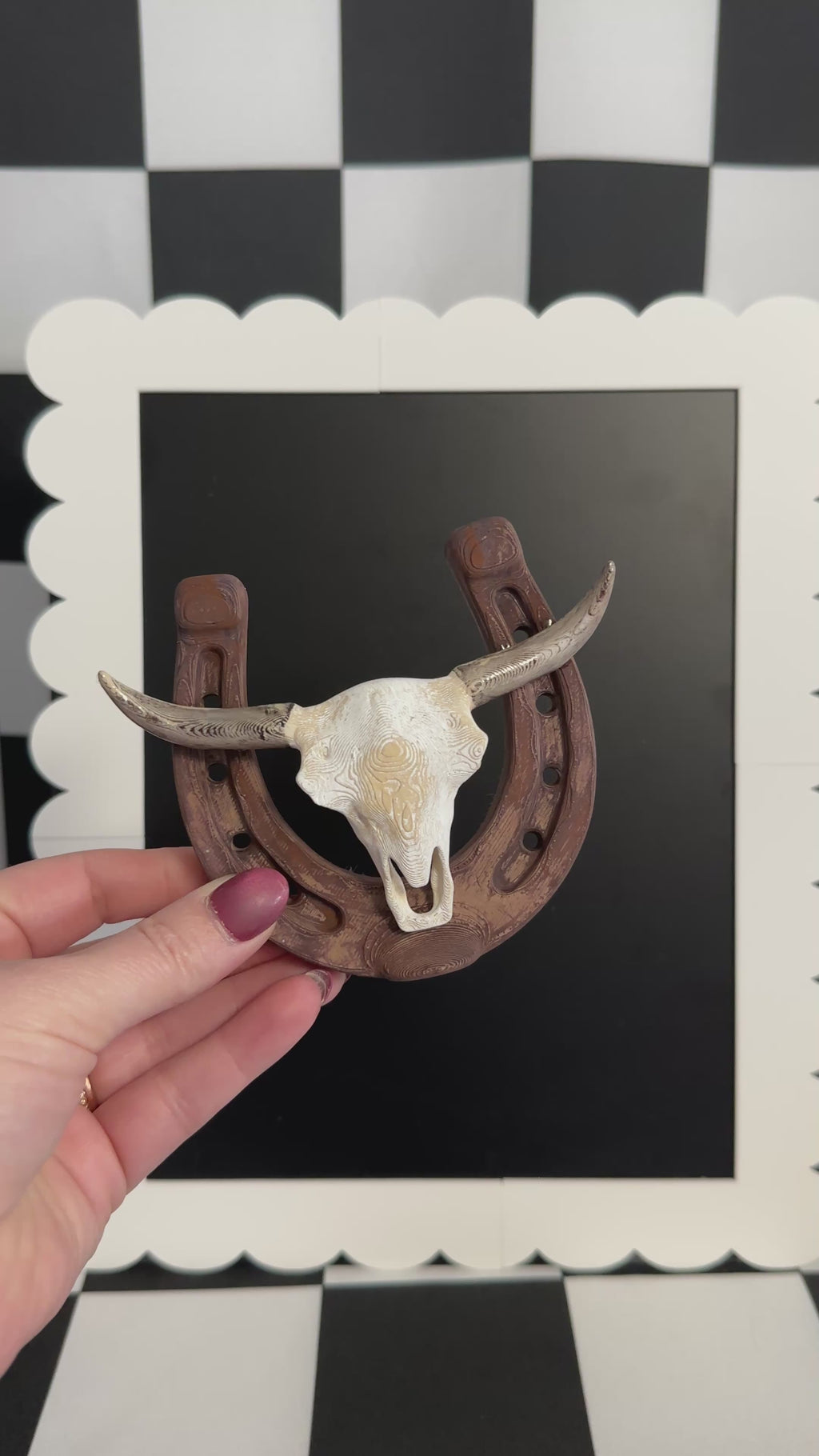Longhorn Skull Horseshoe Magnet | Western Rustic Decor & Cowboy Wall Art