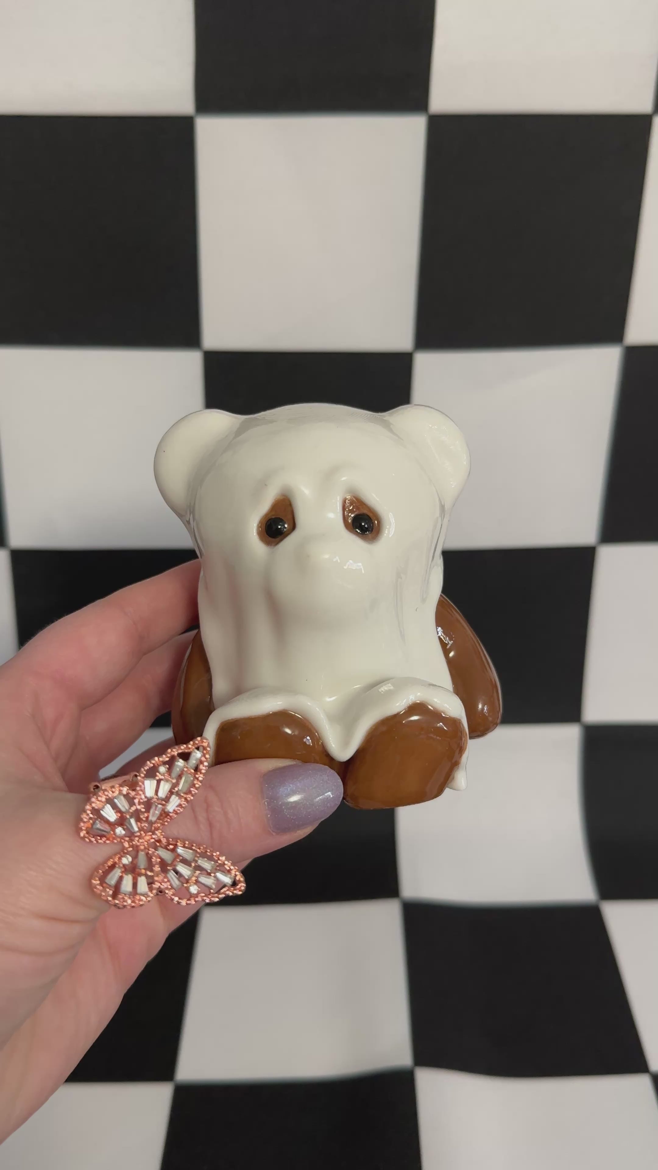 Ghost Bear Halloween Horror Figurine Trinket