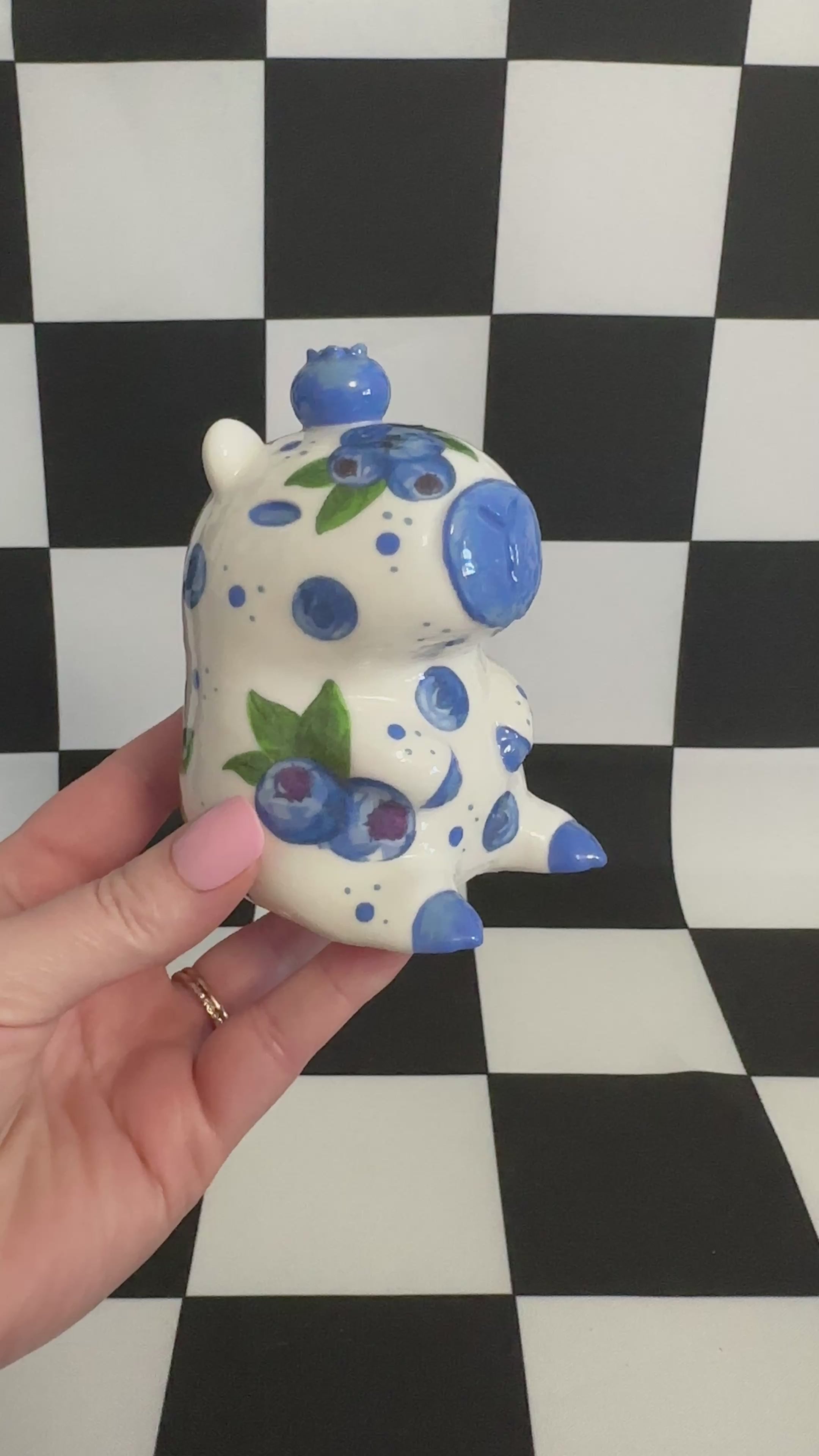 Blueberry Capybara Figurine | Whimsical Sculpture