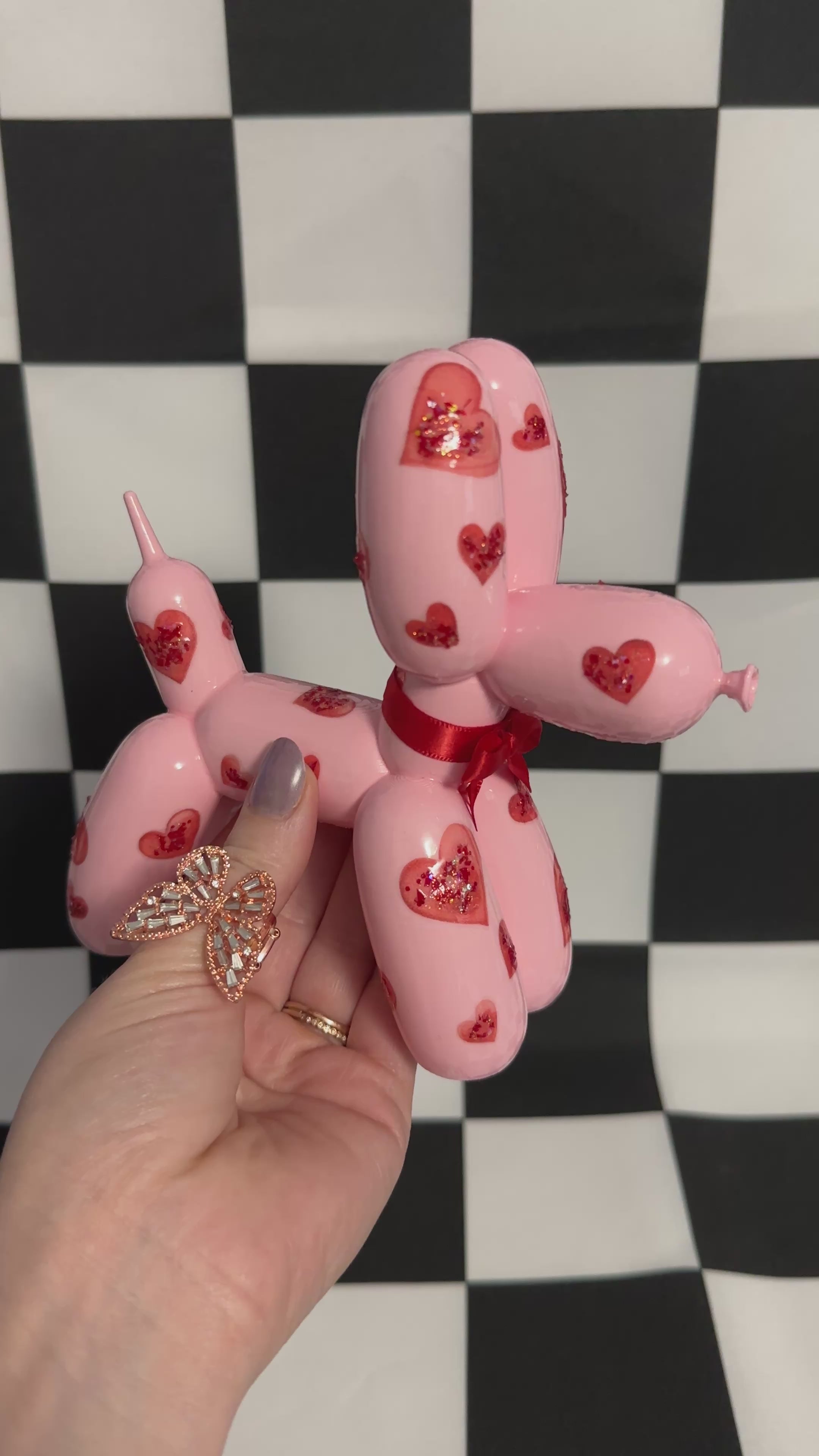 Valentine Pink Heart Balloon Dog 3D Printed Figurine