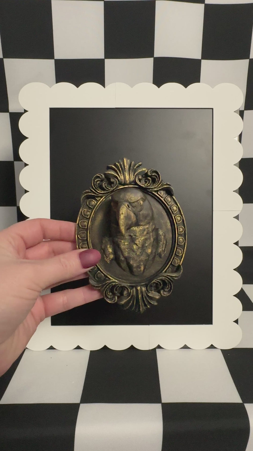 Gold Parrot Framed Magnet | Tropical Curiosity Mini Wall Art & Eclectic Decor