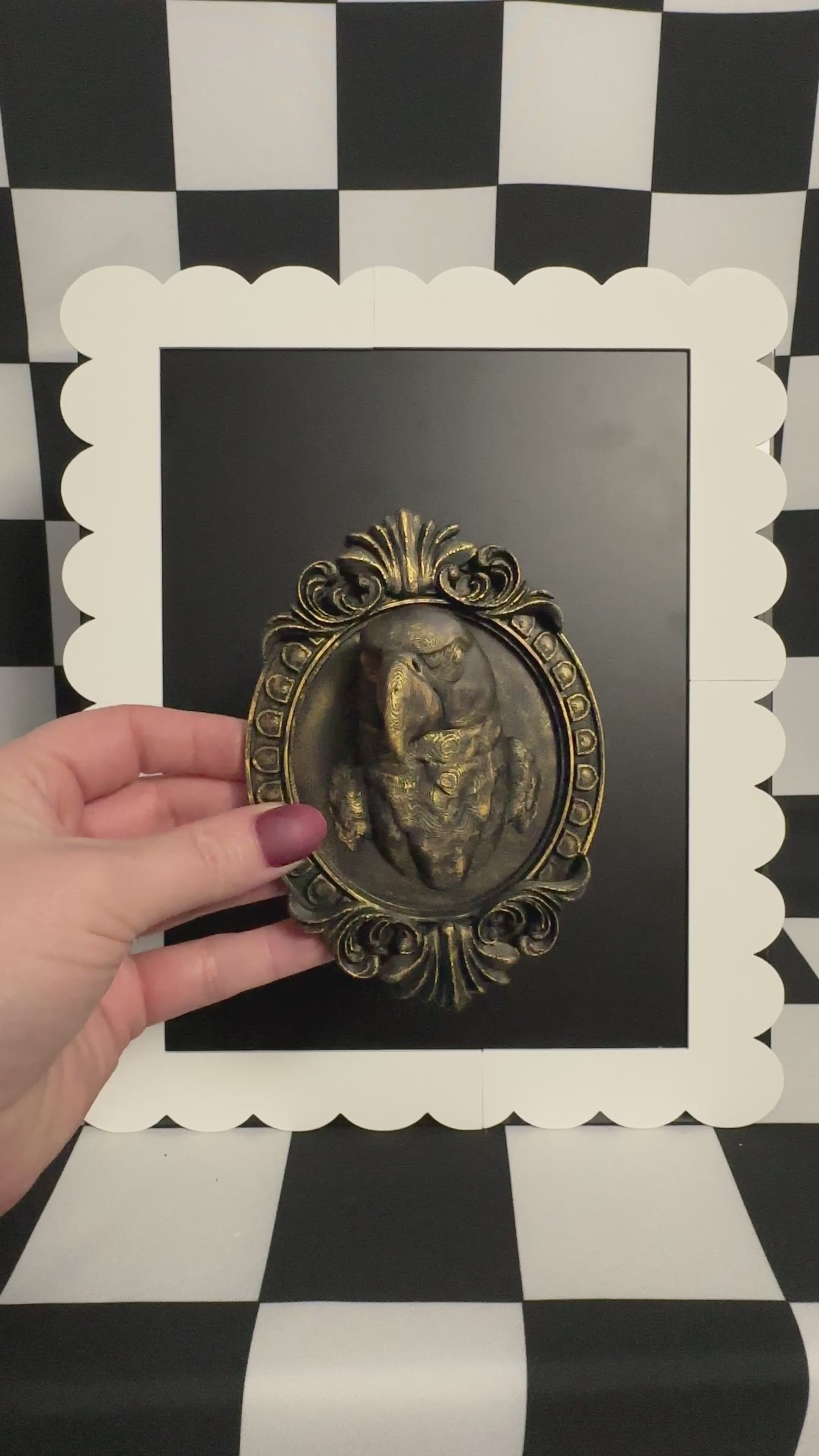 Gold Parrot Framed Magnet | Tropical Curiosity Mini Wall Art & Eclectic Decor