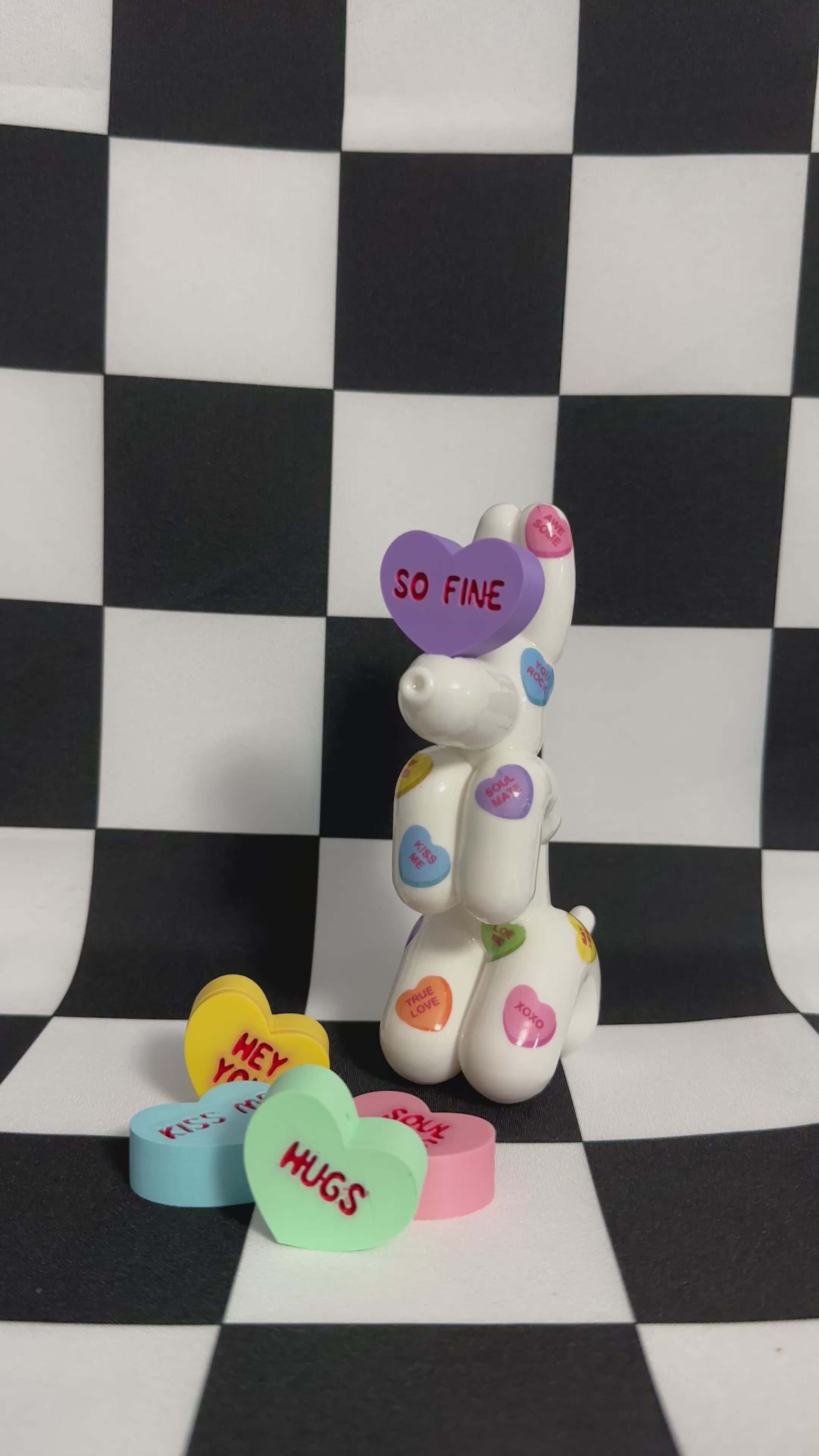 Conversation Heart Valentine Balloon Dog 3D Printed Figurine