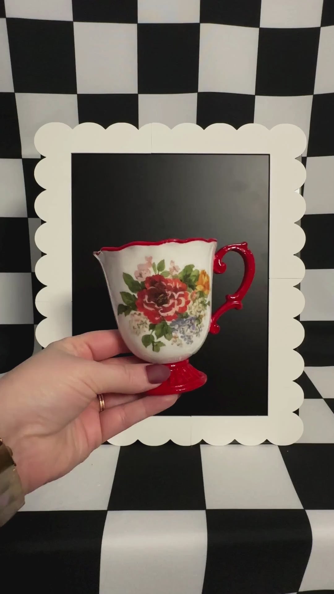 Country Garden Teacup Magnet & Pen Holder | Cottagecore Kitchen Decor