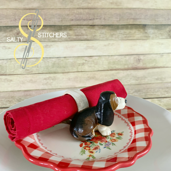 3D Printed Basset Hound Hand Painted Napkin Ring | Salty Stitchers at More Heart Studio