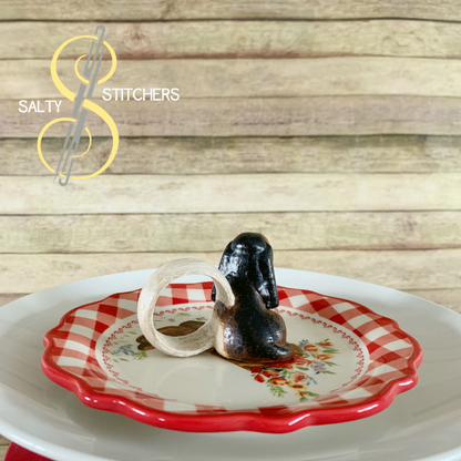 3D Printed Basset Hound Hand Painted Napkin Ring | Salty Stitchers at More Heart Studio