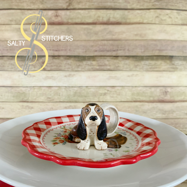 3D Printed Basset Hound Hand Painted Napkin Ring | Salty Stitchers at More Heart Studio