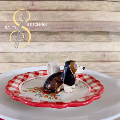 3D Printed Basset Hound Hand Painted Napkin Ring | Salty Stitchers at More Heart Studio