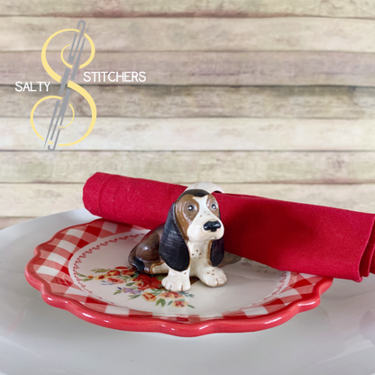 3D Printed Basset Hound Hand Painted Napkin Ring | Salty Stitchers at More Heart Studio