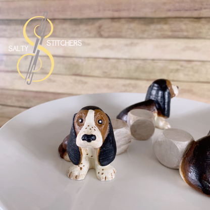 3D Printed Charlie Basset Hound Hand Painted Indoor Planter Feet Stand - Set of 3