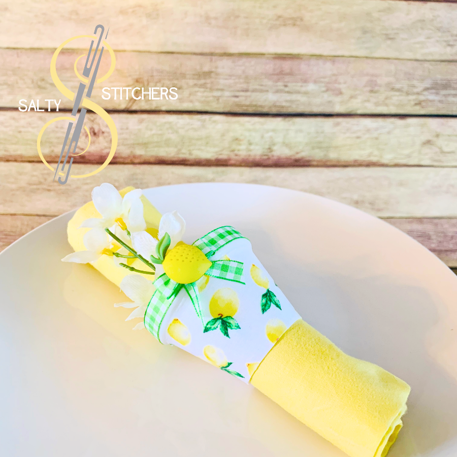 3D Printed Faux Terra Cotta Pot Bright Lemon Napkin Ring | Salty Stitchers at More Heart Studio