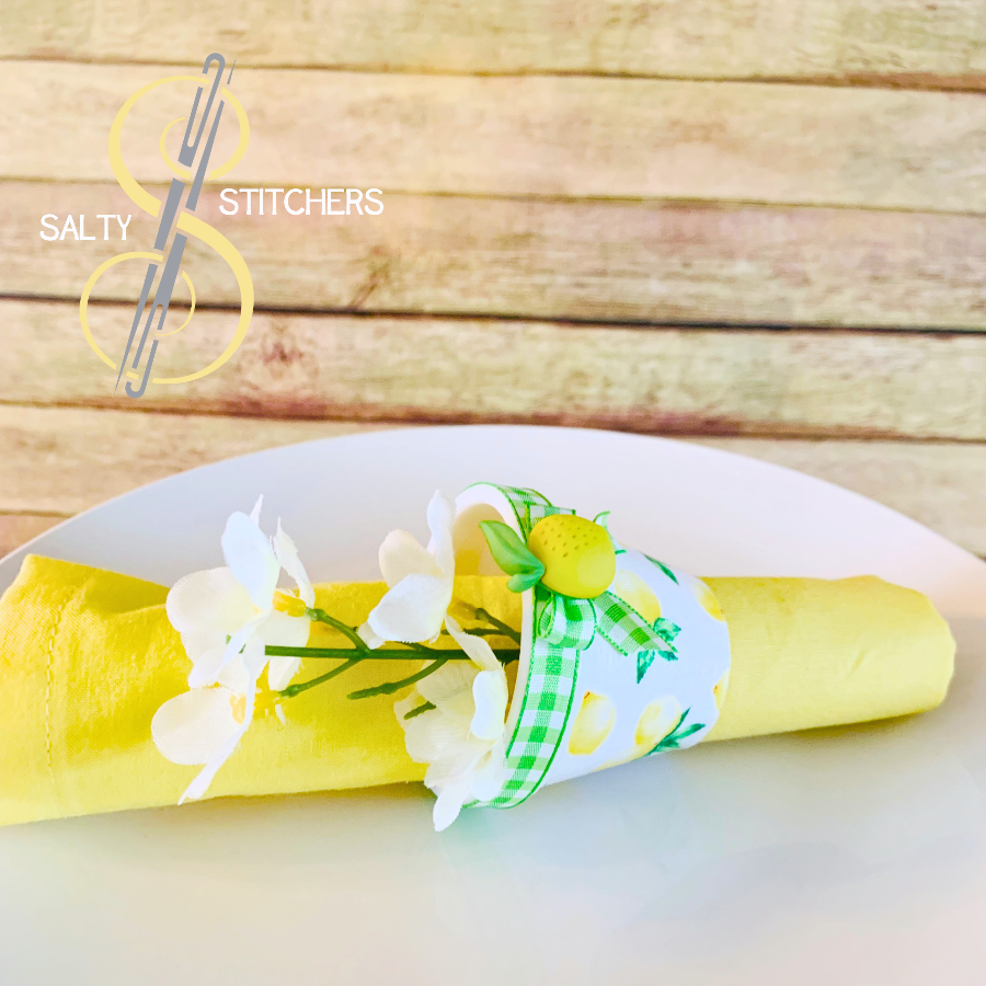 3D Printed Faux Terra Cotta Pot Bright Lemon Napkin Ring | Salty Stitchers at More Heart Studio