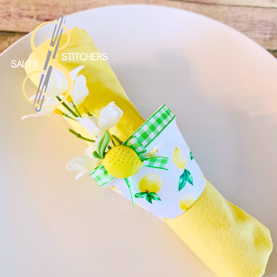 3D Printed Faux Terra Cotta Pot Bright Lemon Napkin Ring | Salty Stitchers at More Heart Studio