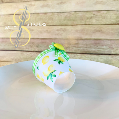 3D Printed Faux Terra Cotta Pot Bright Lemon Napkin Ring | Salty Stitchers at More Heart Studio