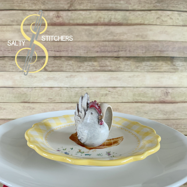 3D Printed Farmhouse Chicken Hand Painted Napkin Ring | Salty Stitchers at More Heart Studio