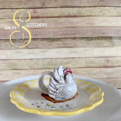 3D Printed Farmhouse Chicken Hand Painted Napkin Ring | Salty Stitchers at More Heart Studio