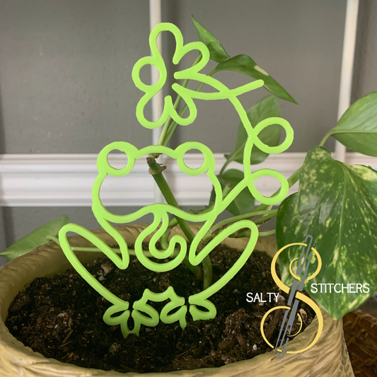 Green Frog Plant Pal 3d Printed Indoor Trellis | More Heart Studio