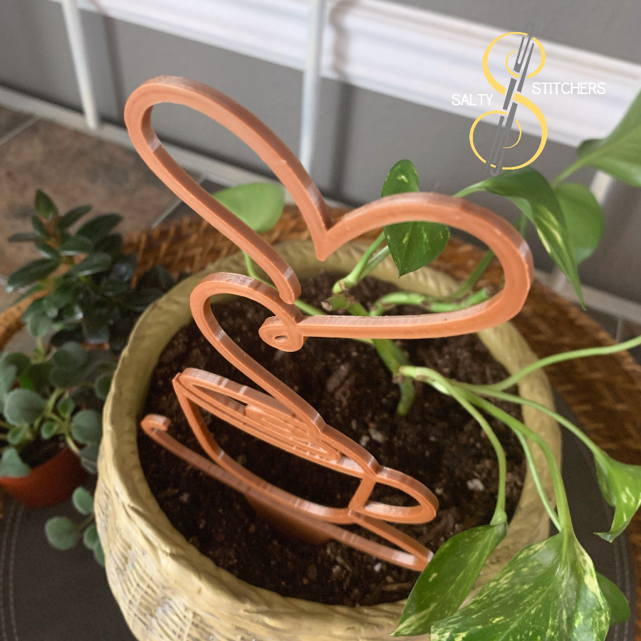 Brown Coffee Cup Heart Plant Pal 3d Printed Indoor Trellis | More Heart Studio