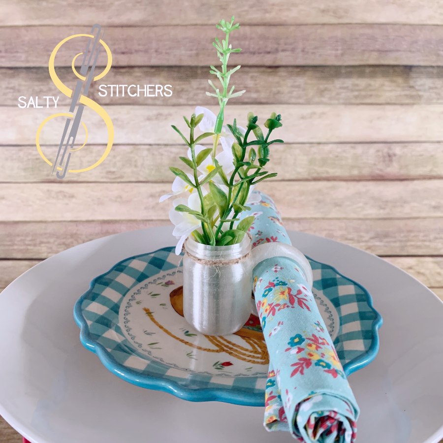 3D Printed Rustic Mason Jar Napkin Ring Holder | Salty Stitchers at More Heart Studio