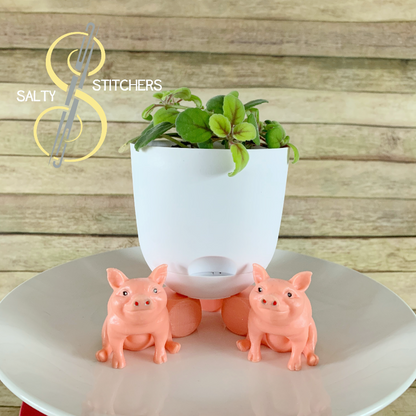 3D Printed Pig Indoor Planter Feet Stand | Salty Stitchers at More Heart Studio