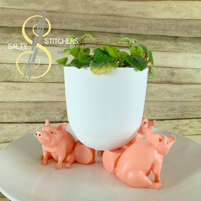 3D Printed Pig Indoor Planter Feet Stand | Salty Stitchers at More Heart Studio