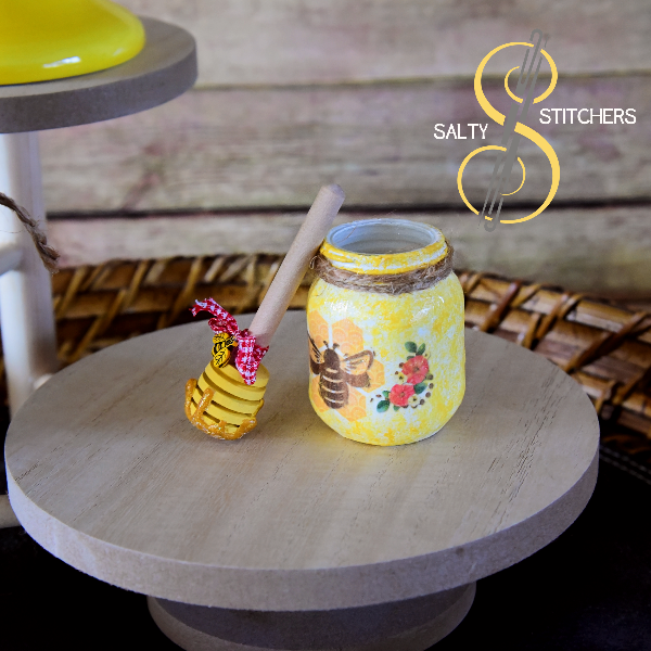 Vintage Floral Inspired Honey Bee Tier Tray Mini Honey Pot and Dipper