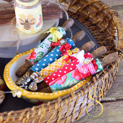 Vintage Floral Inspired Honey Bee Tier Tray Mini Rolling Pin 5 Set | Jacobs Custom Living